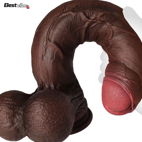 Thick Black Dildo with Balls